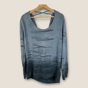 Prana Womens size Medium Deelite Pullover Sweatshirt Drape Back Blue w2deel116